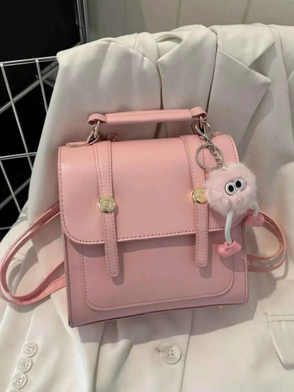 Elegant Leather Flap Backpack Bag