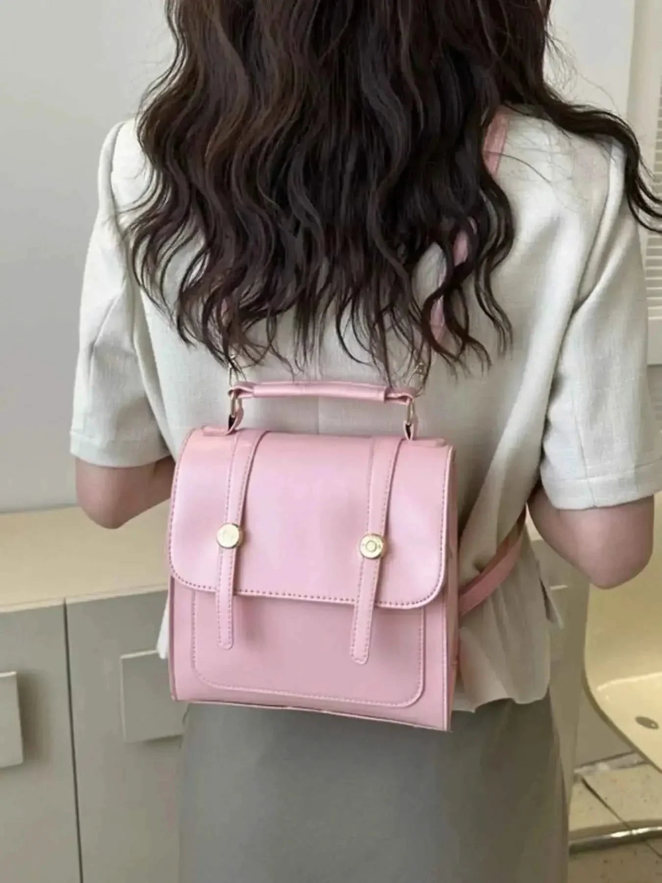 Elegant Leather Flap Backpack Bag