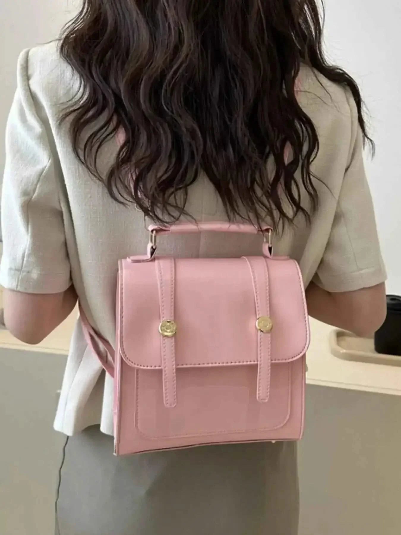 Elegant Leather Flap Backpack Bag