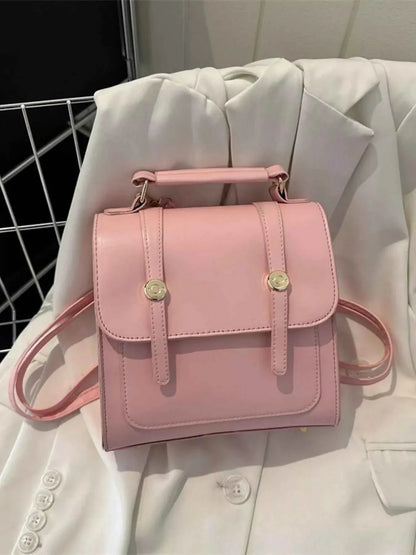 Elegant Leather Flap Backpack Bag