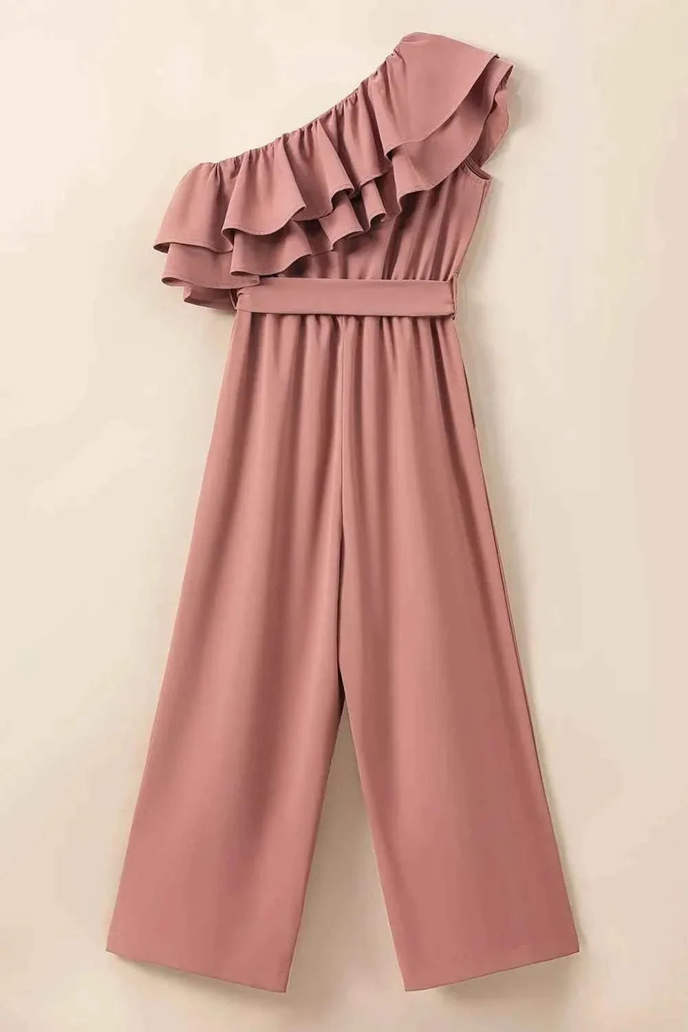 Ruffled Tied : One-Shoulder Jumpsuit