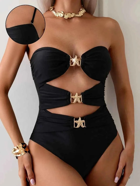 Trendy Cutout Sweetheart: One-Piece Swimwear
