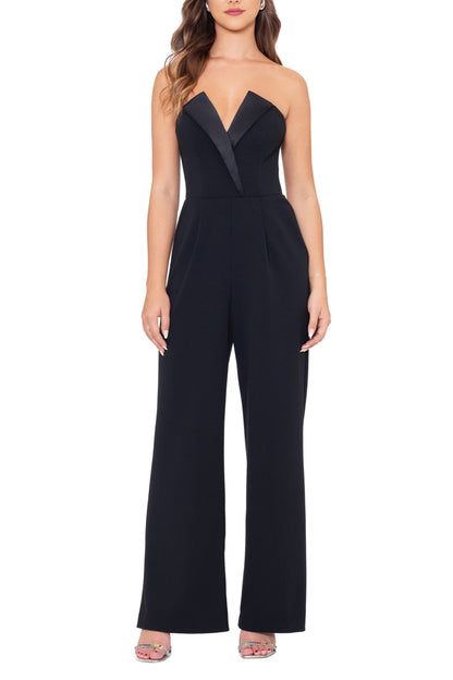Betsy and Adam Tasha Strapless Back Zipper Side Pockets Tuxedo Jumpsuit