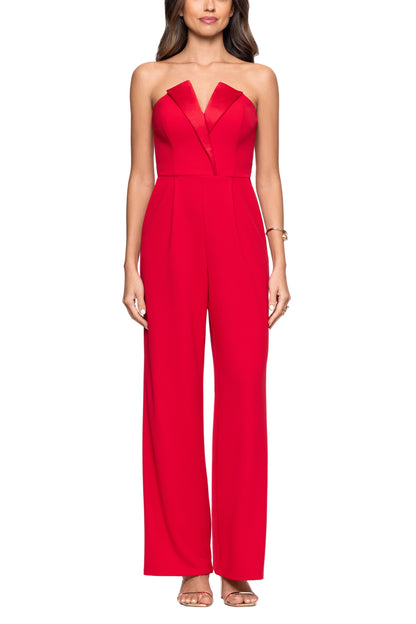 Betsy and Adam Tasha Strapless Back Zipper Side Pockets Tuxedo Jumpsuit