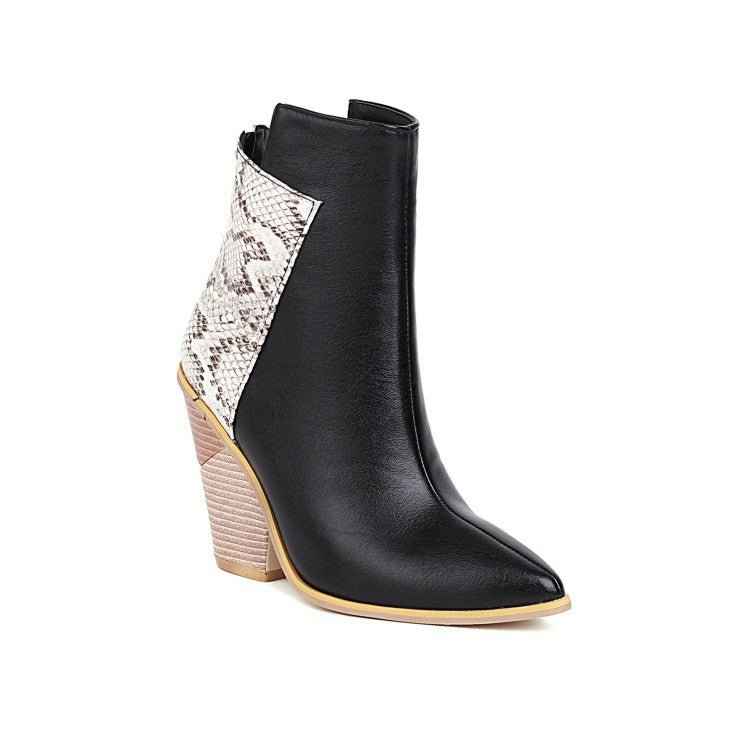 Coffee Rain Boots : With Snake Print High Heel