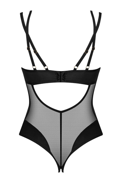 Crotchless Mesh Black Teddy: Obsessive Lingerie Ultimate Allure