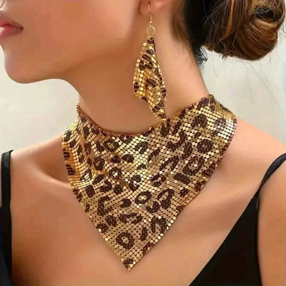 Leopard Necklace and Earrings Jewelry Set
