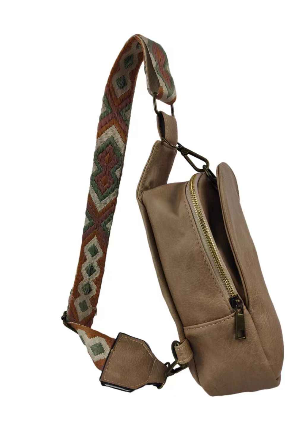 Random Pattern Adjustable Strap : Leather Sling Bag