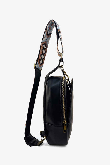 Random Pattern Adjustable Strap : Leather Sling Bag