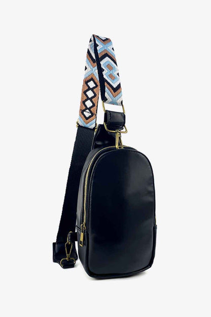 Random Pattern Adjustable Strap : Leather Sling Bag