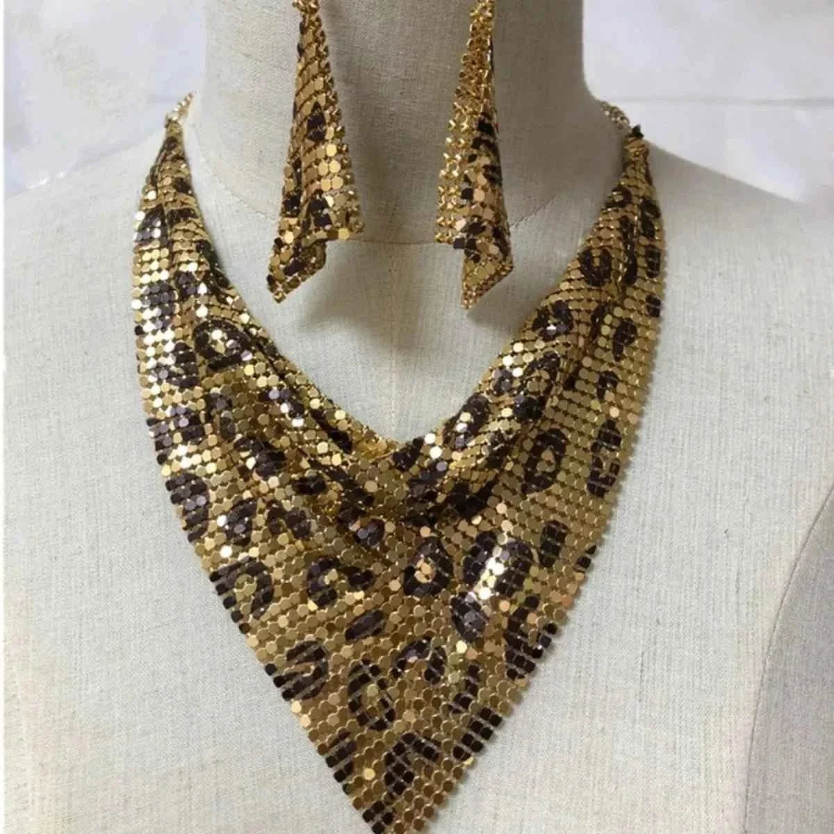 Leopard Necklace and Earrings Jewelry Set
