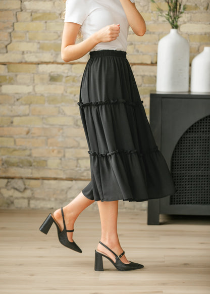 Giana Ruffle Tiered Midi Skirt