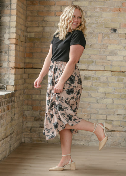 Giana Ruffle Tiered Midi Skirt