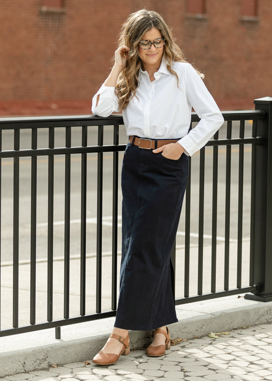 Stella Navy Maxi Denim Skirt
